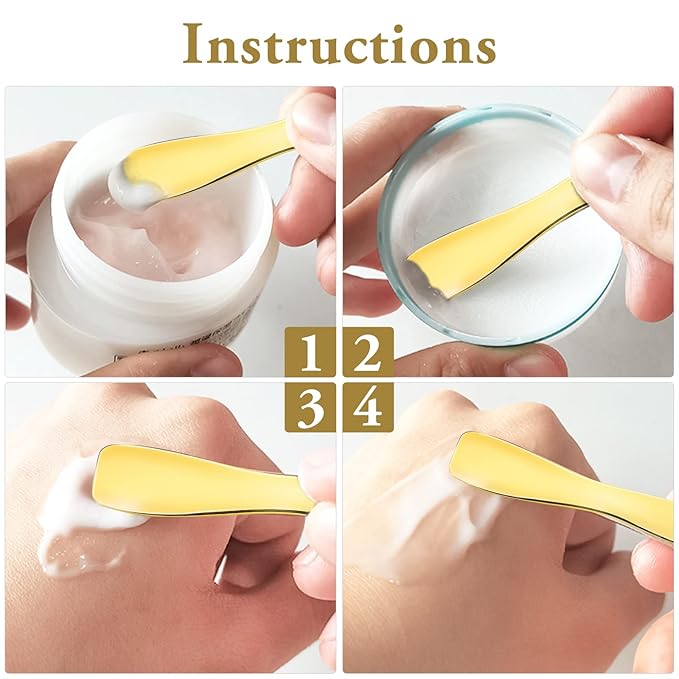 Sibba Facial Makeup Spatula Face Beauty Mask Applicator 6 Pieces Tiny Mini Gold Silver Metal Spoons Set Cosmetic Scraper Skincare Skin Cream Lotion Mixing Slide Scoop