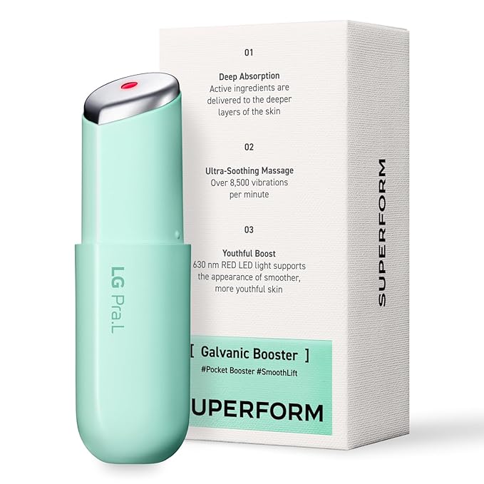 Superform Galvanic Booster Aqua Mint, 1min booster for ageless skin, anti-aging and firming pocket booster, glow on the go, Korean skincare, Gifts, Stocking Stuffers for Women