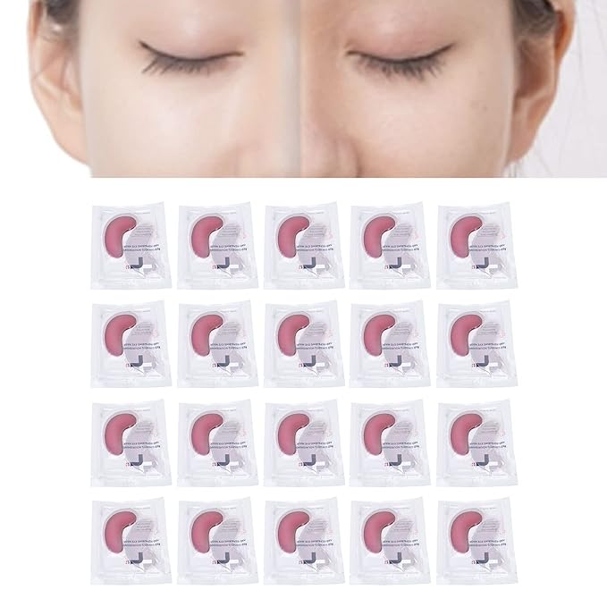 Eye Patches, 20PCS Red Ginseng Repair Eye Moisturizing Nourishing Eye Patch Firming Pad Dark Circles Crystal Collagen 3g for Wrinkles, Puffy Eyes