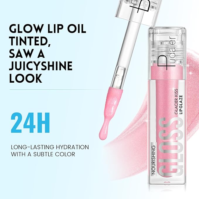 Pudaier Excellent Recovery Glossy Lip Balm, Moisturizing Lip Care Tinted Lip Oil, Hydrating Plumping Lip Gloss Balm, Non-Sticky Long Lasting Light Texture LipGloss Oil for Dry Lip (02 Tender Pause)