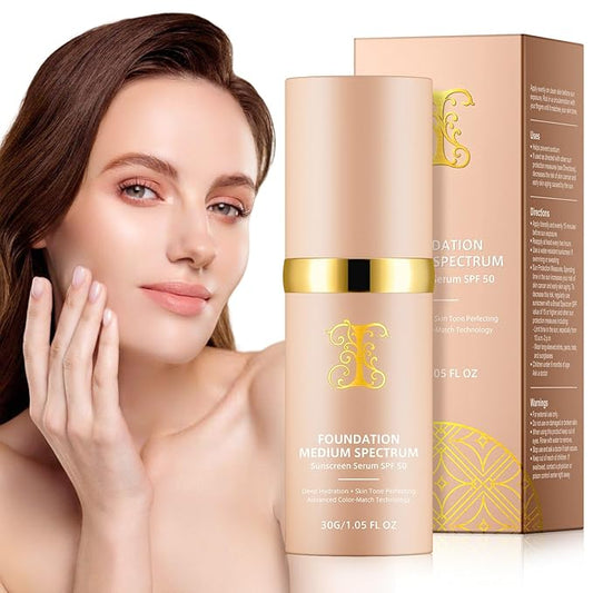 Colour Changing Foundation, 4 in 1 Medium Full Coverage Concealer Foundation with SPF 50+, Hydrating Color Changing Longwearing & Waterproof, Light Spectrum for Gym, Sport,