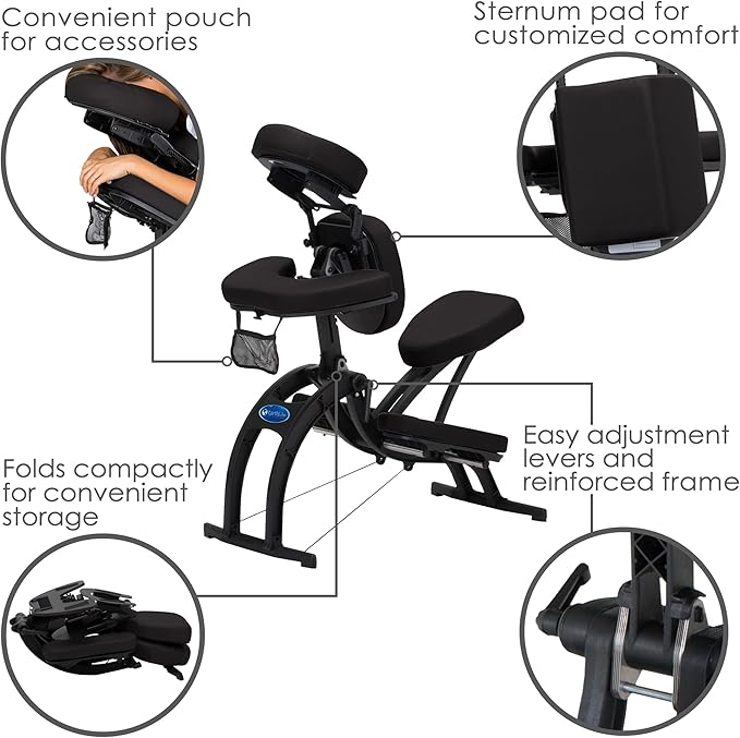 EARTHLITE Portable Massage Chair AVILA II - Premium Folding Spa/Massage/Tattoo Chair incl. Rolling Carry Case