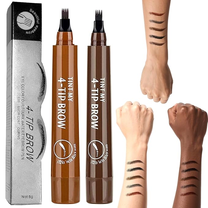 2PC Microblading Eyebrow Pencil Waterproof & Ultra-Fine Tip - Eyebrow Pen for Natural Hair-Like Strokes, Brow Pencil with Smudge-Proof Long Lasting Formula for All-Day Wear
