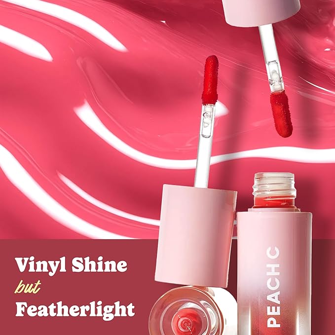 Peach C Jelly Beam Tint - Long Lasting Korean Lip Tint Stain Plumping Jelly Lip Gloss - Lightweight, Moisturizing & Buildable Lip Makeup Jelly Tint Blush with Vitamin E (Heart Feel, 0.07 oz)