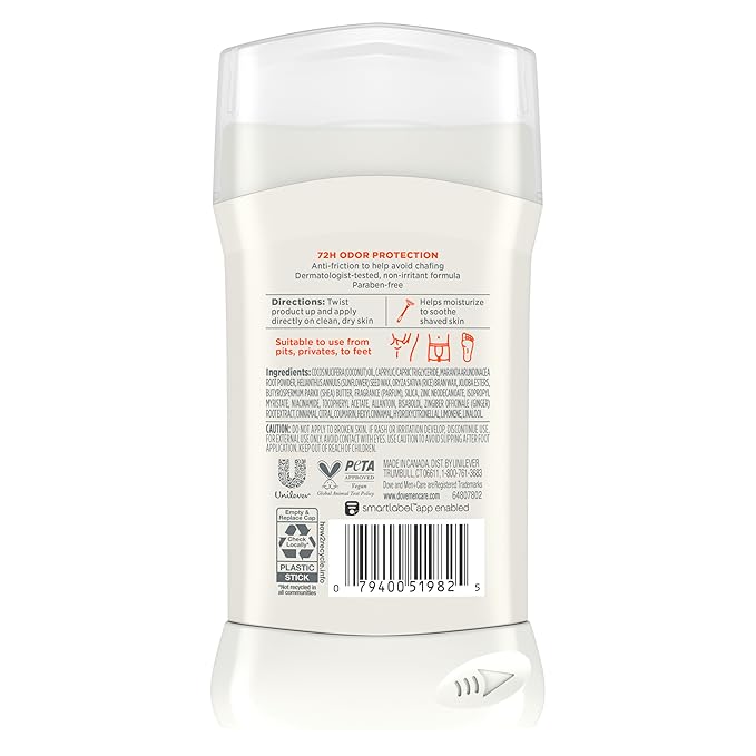 Dove Men+Care Whole Body Deodorant Shea Butter & Cedar For 72H Odor Protection from pits, privates, to feet 3 oz