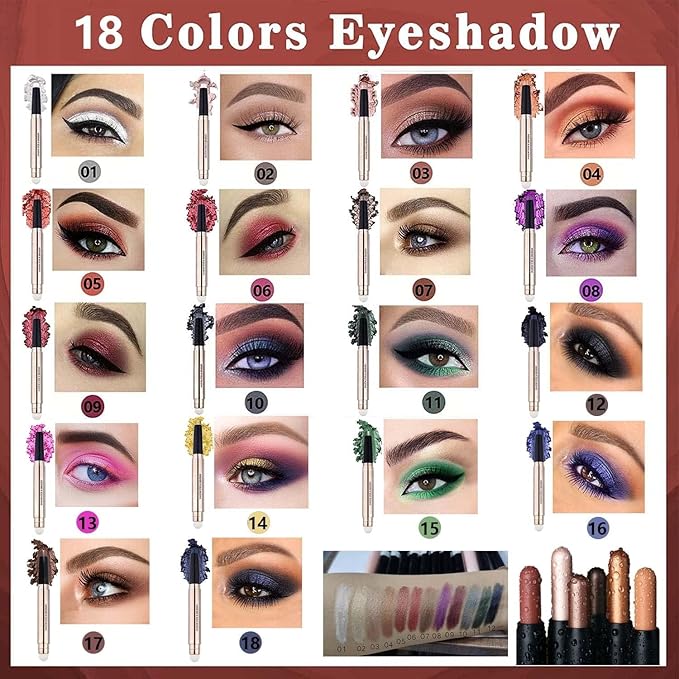 Copper Eyeshadow Stick And Sponge Makeup Brush Cream Shimmer Smooth Shadow Pencil Eyeliner Long Lasting Waterproof Eye Shadow Highlighter Stick Hypoallergenic Multi-Dimensional Eyes Look ( # 05)
