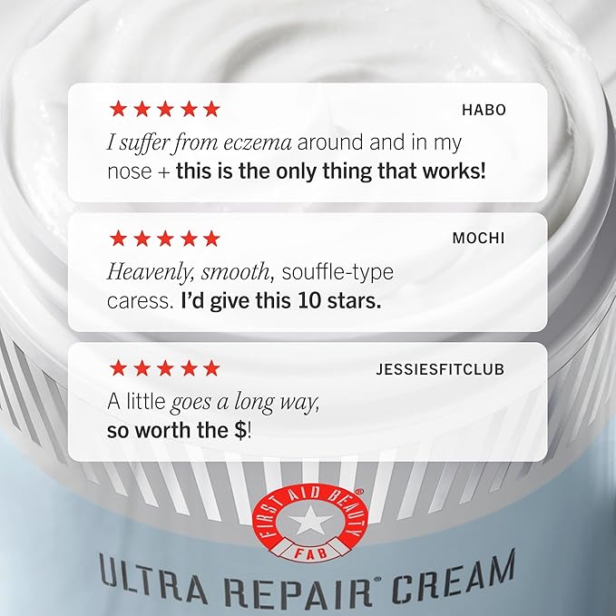 First Aid Beauty - Ultra Repair Cream, Intense Hydration Whipped Colloidal Oatmeal, Strengthens Skin Barrier in 7 Days & Helps Relieve Eczema, Luxury Face & Body Moisturizer, Grapefruit Scent, 12 oz