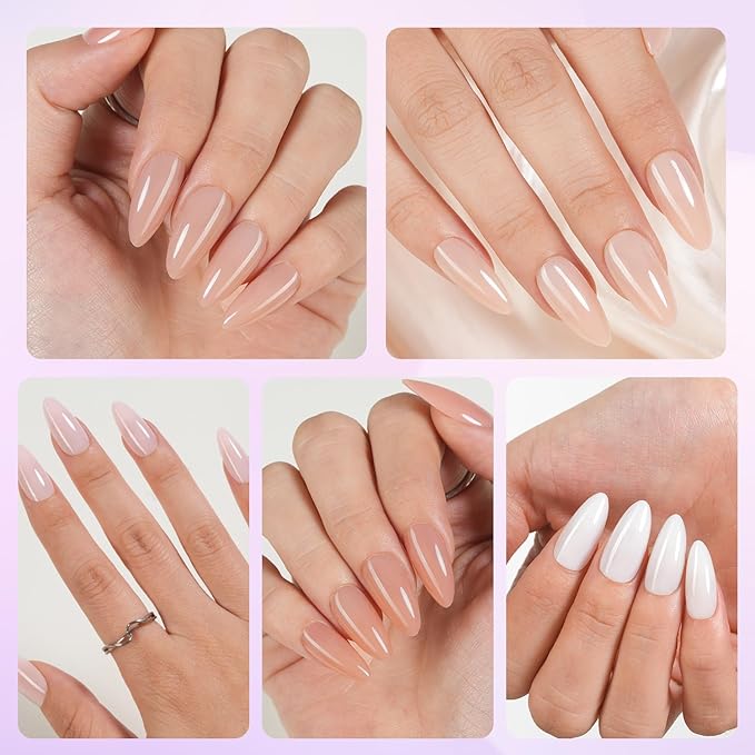 Medium Almond Press On Nails, 5 Colors Pre-Lasting Soft Gel Nails Tips, 150Pcs Natural Fake Nails for Nail Art DIY 15 Sizes