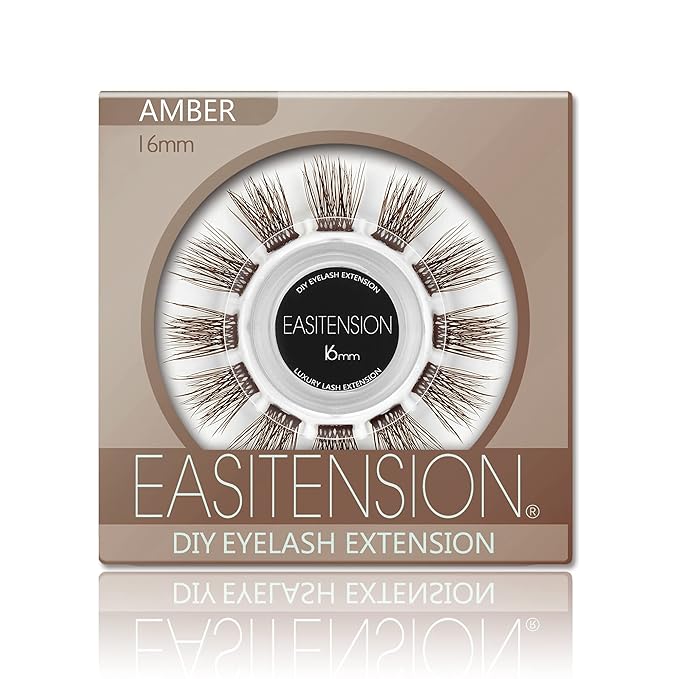 DIY Eyelash Extension, 3D Effect Individual Melt Flare Lash Cluster Natural Lashes Set, Home Eyelash Extension, Lashes Pack (16MM-Amber)