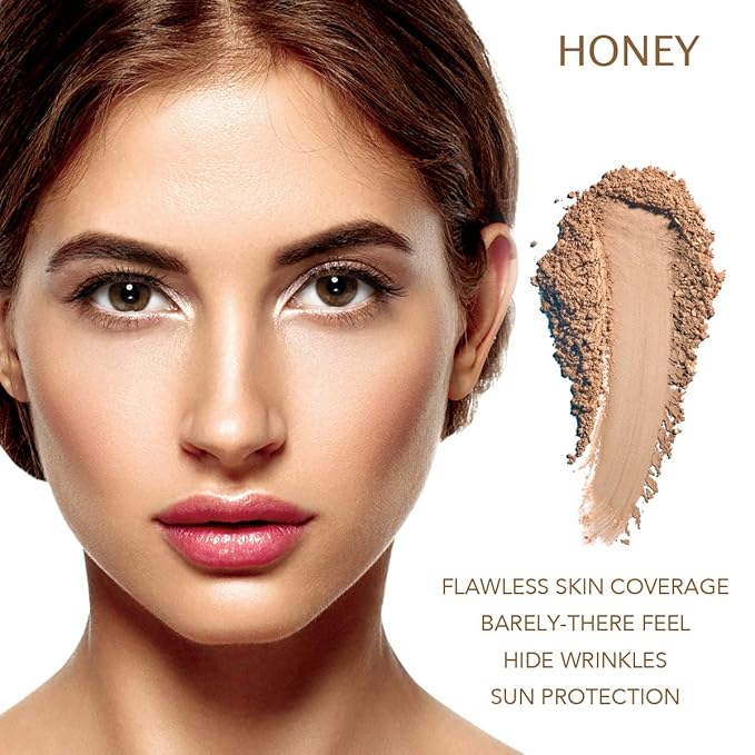 BellaTerra Cosmetics Mineral Powder Foundation – Honey | Golden Medium Shade | Long-Lasting Matte Mineral Makeup for a Radiant, Even Complexion 9g