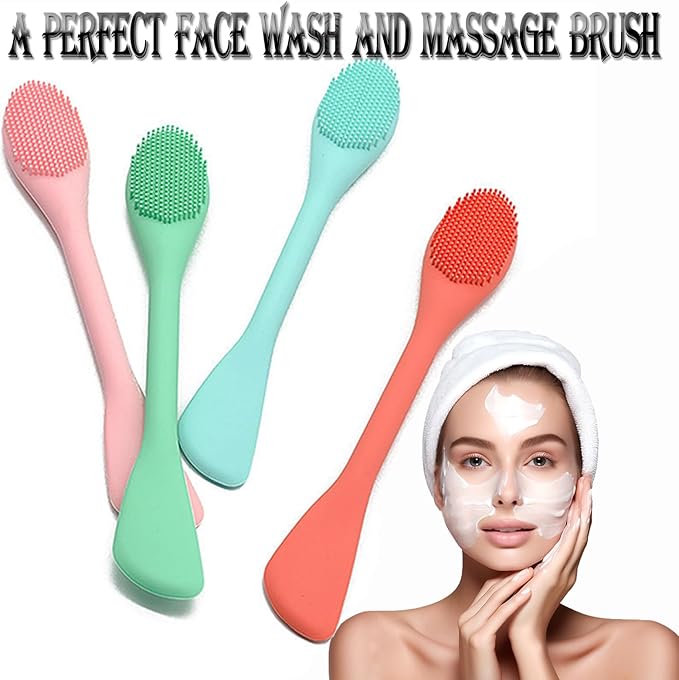 Silicone Face Mask Applicator Brush,Soft DIY Skincare Applicator Tools,Scrubber Exfoliator,Facial Cleansing Brush for Deep Gentle Exfoliating (Pink/Blue)