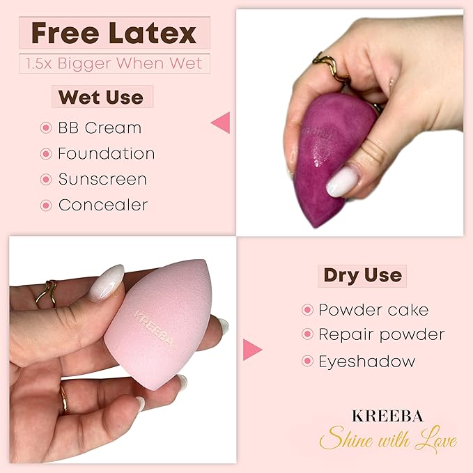 3 Pcs Makeup Sponges – Heart-Shaped Travel Box for Daily Use | Bonus Gold Drying Stand Included, Latex-Free Vegan Beauty Blenders