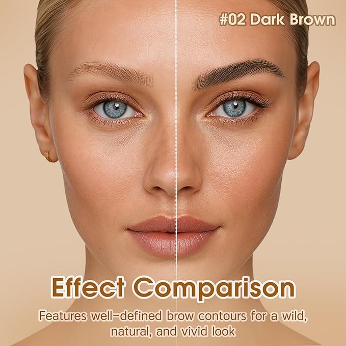 Microblading Brow-Fection Brow Eyebrow Pencil – Angled Brush Tip, Wild Natural Hair-Like Strokes, Patented Design, Long-Lasting & Smudge-Proof, for Beginners & Pros(02 Dark Brown）