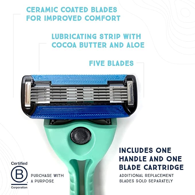 Preserve Shave 5 Five Blade Refillable Razor, Made from Recycled Materials, Key Lime