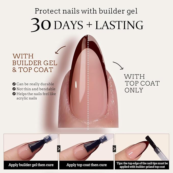 BTArtboxnails XCOATTIPS Red French Tip Press on Nails - Red French Tip Nails Almond, Christmas Press on Nails Short, Soak Off Soft Gel Nail Extension 160Pcs