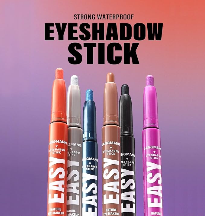 LANGMANNI Eyeshadow Stick, 6 PCS Waterproof Multi-Color Eyeshadow Pen Set, Creamy Long-Lasting Eye Makeup Kit, Natural & Shimmer Shades Contour Stick, Perfect Gifts For Women (#C)