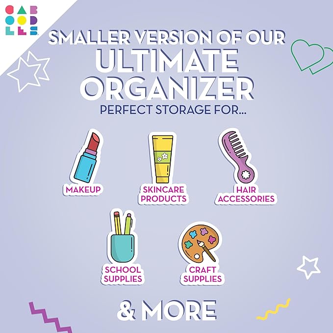 Caboodles Pretty in Petite Makeup Box, Hard Plastic Organizer Box, 2 Swivel Trays, Fashion Mirror, Secure Latch for Safe Travel