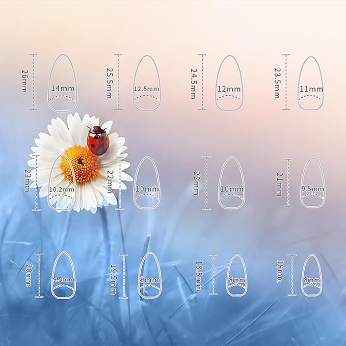 Green Leaves Gel Glue on Acrylic Fake Nails Flower Press on Nails 24Pcs Wild Flowers Press ons Fingernails Glossy Yellow Medium Almond False Nail Oil Painting Stick on Nail for Holiday Manicure Art