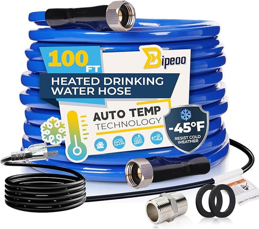 100FT Heated Water Hose for Rv,Heated Drinking Water Hose Antifreeze to -45°F,Great Rv Accessories for Campers,Livestock,Agriculture,Lead and BPA Free