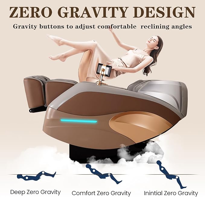 4D Massage Chair Full Body, Zero Gravity SL-Track Shiatsu Massage Chair Recliner, 15 Modes, Airbag Massage, with Heat Body Scan Bluetooth Foot Roller, AI Control