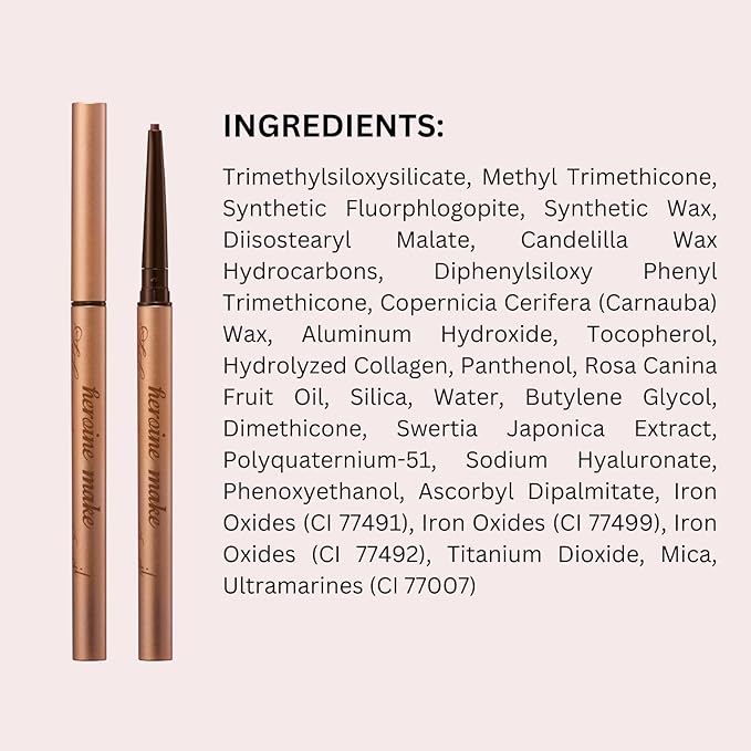 Heroine Make by KISSME Soft Define Waterproof Cream Pencil Eyeliner, Long-Lasting Natural Shades, 0.1g Punched Eyeliner Oval Core, 03 Rosé Brown, 0.01oz