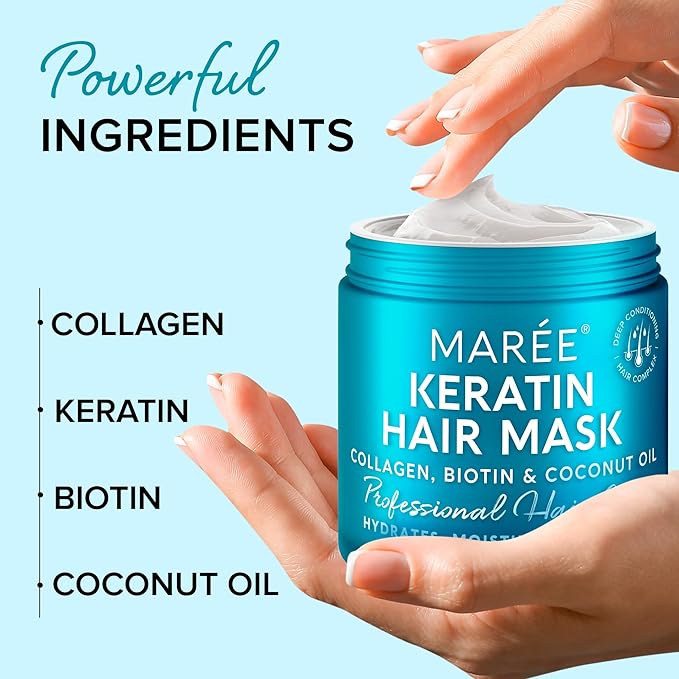 MAREE Hair Mask for Damaged Hair 2 PACK - Keratin Treatment Conditioner - Extremely Deep Conditioning Mask, Hydrating & Repairing, Keratina Mascarilla Para el Cabello