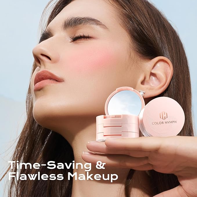 Color Nymph Ultra-Creamy Blush Highlighter Bronzer Stackable Makeup Palette | 3-IN-1 Multiuse Matte & Long-Lasting Cream Powder, Makeup Stacks for Travel | Vegan & Cruelty-Free - Sunset Kiss
