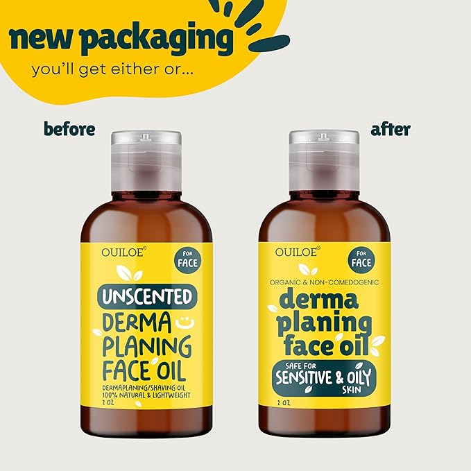 Dermaplaning Oil for Women - Face Shaving Oil for Oily Skin - Non Comedogenic, Fragrance Free, Organic, Natural and Lightweight - Use with Dermaplaning Tool for Face, 2oz by Ouiloe