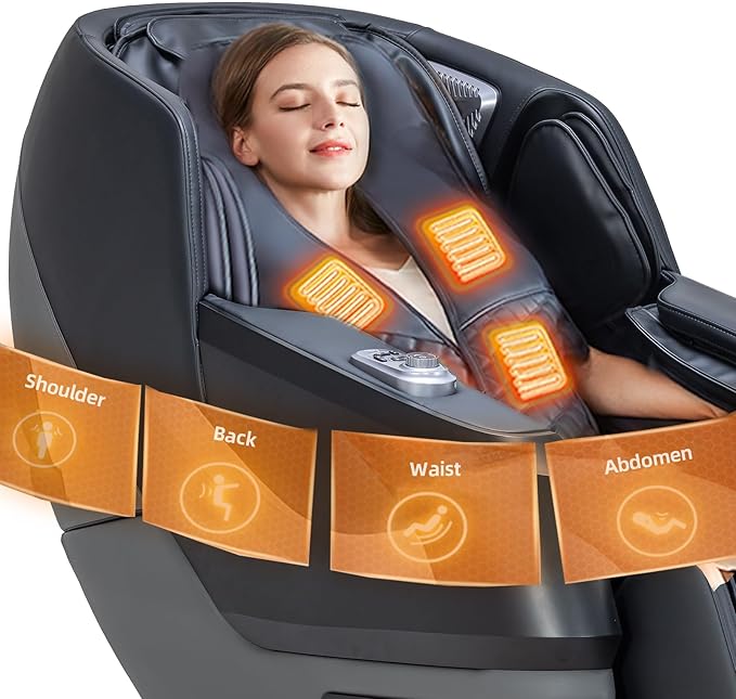 MassaMAX MT339 4D Massage Chair, Full Body Shiatsu Recliner with Auto Extendable Footrest, Zero Gravity, SL Track, Deep Yoga Stretch,15 Modes, AI Voice Control, Foot Rollers, and Heating (Deep Black)