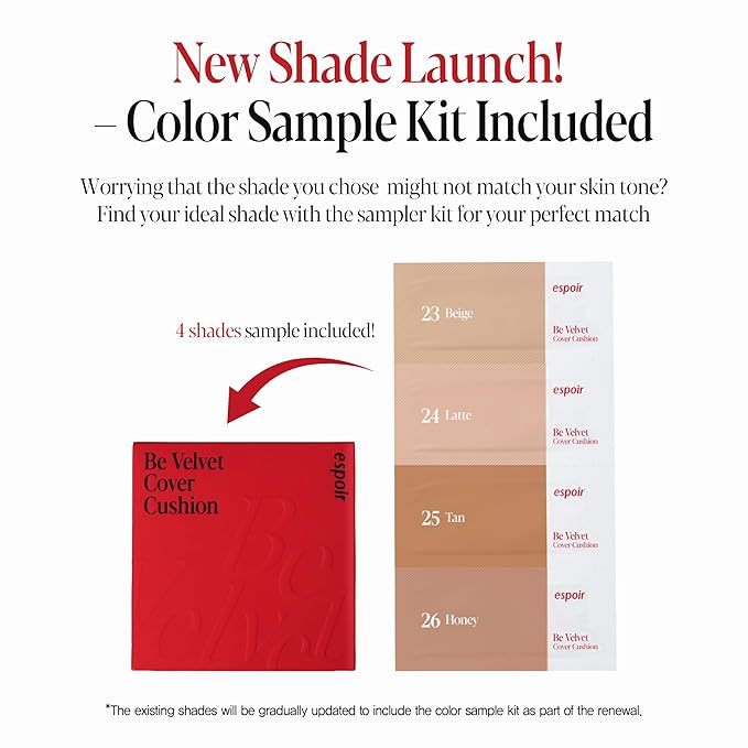 Espoir Be Velvet Cushion Foundation #24 Latte | Quick and Easy Coverage with Long-lasting Color by Zero Oxidation, Velvety Smooth Finish & Lightweight Formula, Vegan, Korean Makeup, 0.46 oz