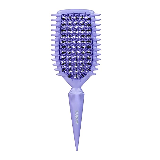 Conair Curl Define Pro Detangler Brush for Curly Hair, Dual-Vent Design with Continuous Grooves, Mixed Bristles for Frizz-Free Detangling, Smoothing, and Curl Definition