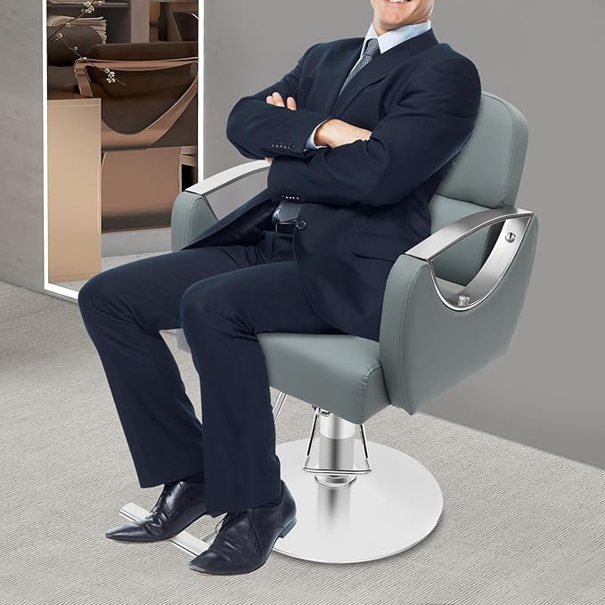 Barber Salon Chair, Salon Chairs for Hair Stylist,hair Chair with Heavy Duty Hydraulic Pump & Footrest, 360 Degrees Rolling Swivel Spa Beauty Equipment for Hair Stylist Women Man, 440 Lbs (Haze Blue)