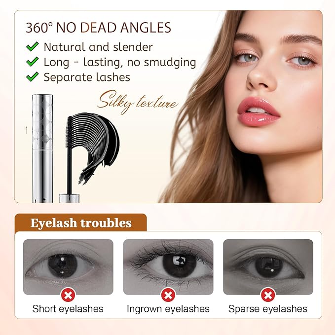 Mascara for Older Women 60 Plus, 2026 New Mascara Volume and Length for Mature Women with Thinning Lashes, Non Clumping Waterproof Long Wear (Black)