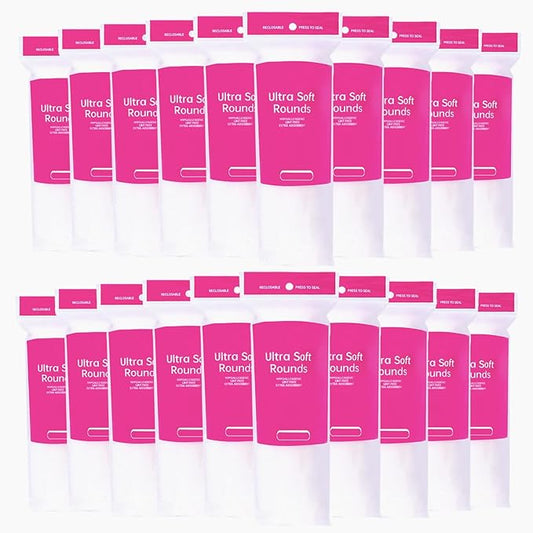 2000 PCS Ultra Soft Cotton Rounds, White, Double-Layered, Hypoallergenic, Lint-Free, 20 Pack with 100 Count Each, Premium Facial Cleansing Pads for Makeup Removal