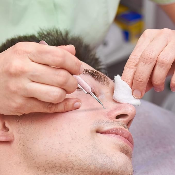 Honoson 3 Pcs Blackhead Tweezer Stainless Steel Pimple Tweezers Extractor Tool for Remove Zit Whitehead Pimple Bend Curved Tweezer Skin Blackhead Remover Tools(Champagne Purple)