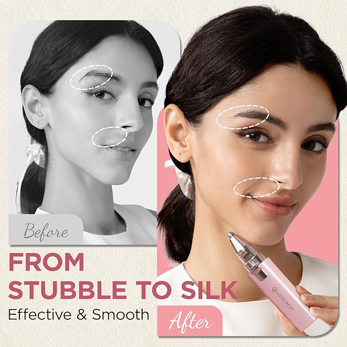 Rechargeable Facial Hair Remover for Women: 2 in 1 Electric Eyebrow and Facial Hair Remover - Suitable for Middle-aged Women’s Eyebrow, Chin, and Cheek Trimming - with Built-in LED Light(Pink)
