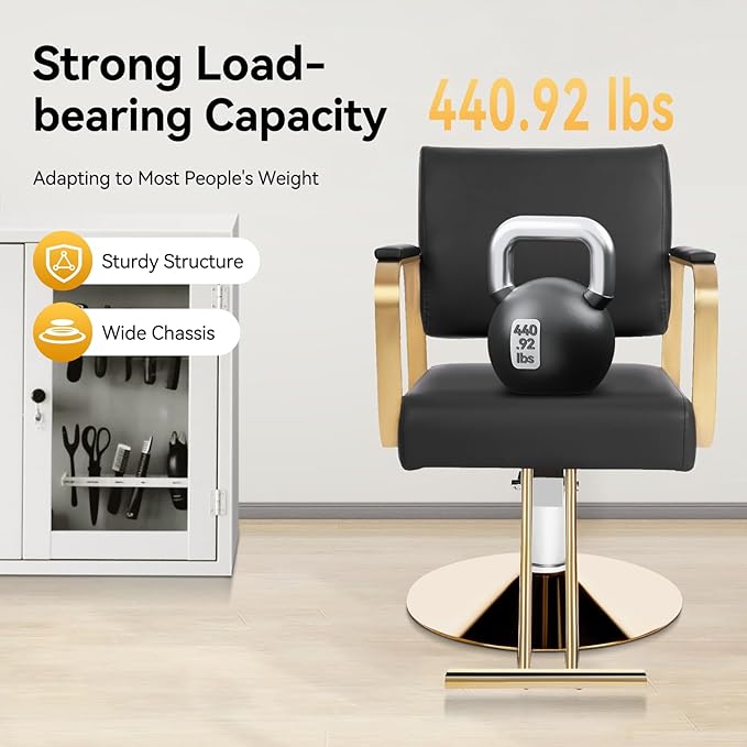 Barber Chair Salon Chair for Hair Stylist Hair Chair for Barbershop Home Height Adjustable & 360° Swivel Styling Salon Chairs Spa Beauty Salon Equipment, Max Load Weight 440Lbs