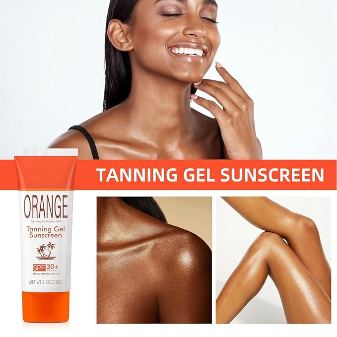 Sun Tanning Gel with SPF 30 Sunscreen, Hydrating & Moisturizing Formula Sunscreen, Travel Size Fast-Absorbing Tan Accelerator Sunscreens, Gentle Sun Protection for All Skin Types