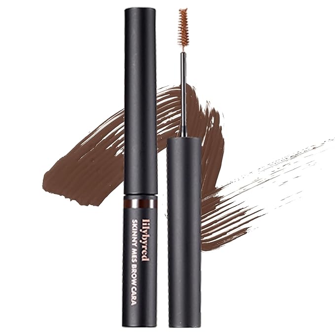 lilybyred Skinny Mes Brow Mascara | Korean 1.5mm Ultra-Slim Brush Eyebrow Mascara, Precision Application, Natural-Looking Finish, Smudge-Proof, Clump-Free, Long-Lasting, 0.12 oz. (03 Dark Brown)