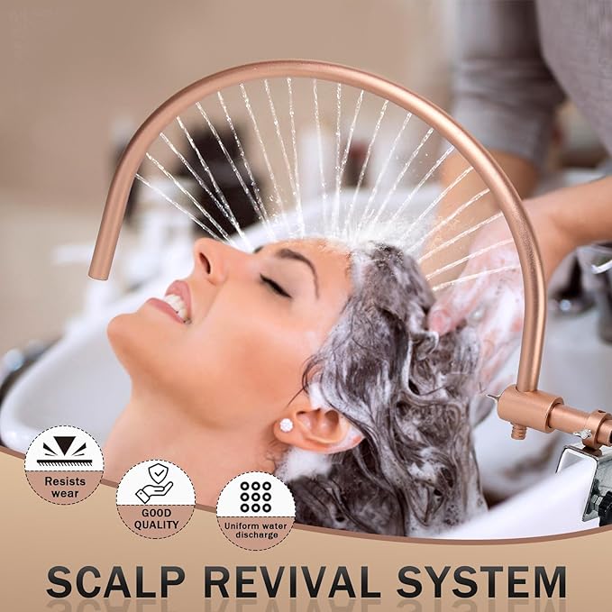 MoyRetty Head Spa Equipment Frame with Pump, 22.8 inches, Portable Salon Waterfall Basin Attachment(Gold)