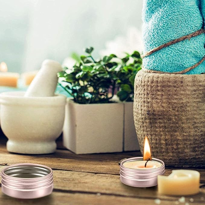 2 Ounce Aluminum Tin Jar with Screw Cap 60mL Tin Cans Refillable Containers for Cosmetic, Lip Balm, Cream, Lotion, Balms, Spices, Salve, Rose Gold 40 Pcs