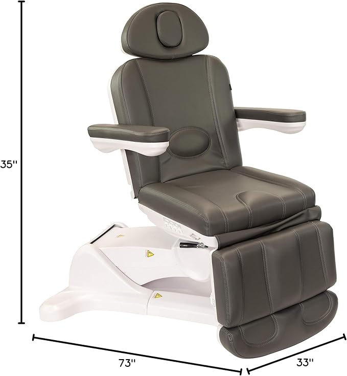 Professional Facial, Massage, and Medi Spa Exam Chair for Esthetician - All-Electric 4-Motor Procedure Table with 240° Swivel and Adjustable Headrest - 440lb Capacity, (Grey)