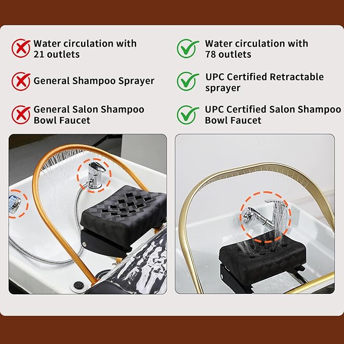 TATARTIST Head Spa Bed Shampoo Bed with Fumigation Head Therapy Massage Table Support Water Circulation Head Spa Equipment for Spa Barber Hair Beauty Salon (Black)