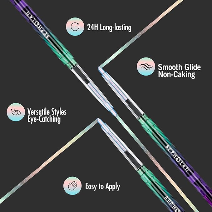 BEPHOLAN Pink Blue Eyeliner Pencil,2-in-1 Color Waterproof Glitter Gel Eye Liner Highligter,Mermaid Korean Makeup Waterline Eyeliner,Smudge Proof (FAIRY TALE)