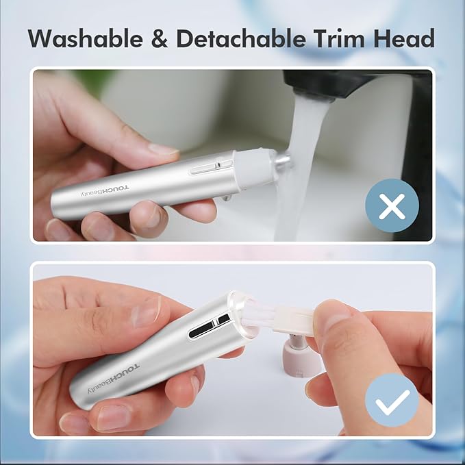 TOUCHBeauty Battery Powered Ear and Nose Hair Trimmer for Women, Portable Battery Powered Trimmer, Mini Painless Design for Sensitive Skin, Easy Clean & Travel Friendly