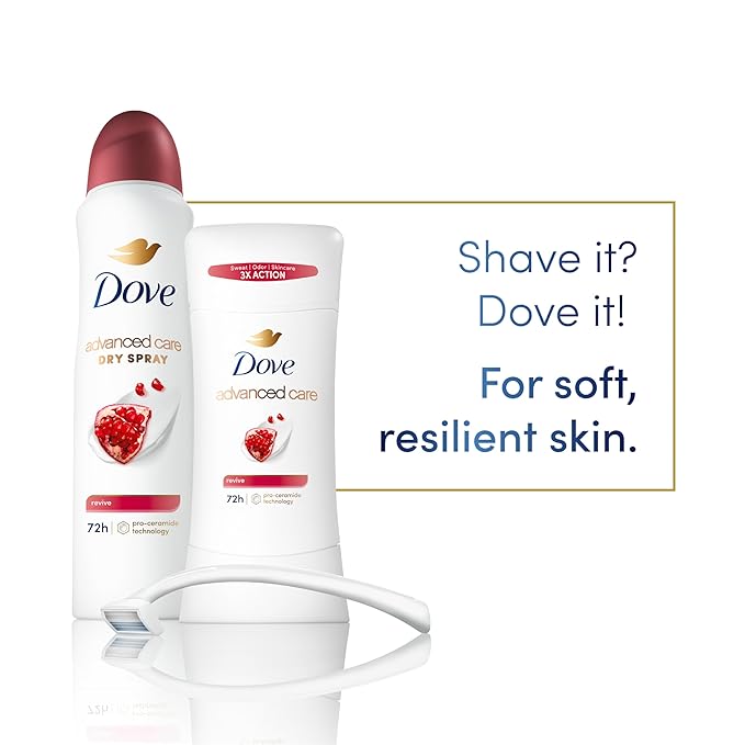 Dove Advanced Care Antiperspirant Deodorant Stick Revive to help skin barrier repair after shaving by boosting skin's ceramide levels 72 hour odor control and all-day sweat protection 2.6 oz