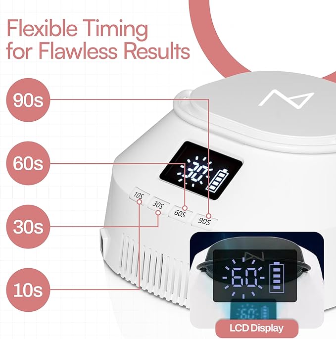 M - GlowPro Professional Hybrid 86W Wireless Rechargeable UV LED Nail Curing Lamp Cordless Nail Dryer for Gel Nails, Manicure, Pedicure (Black)