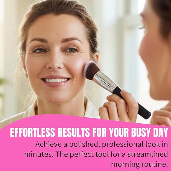 Beauty Junkees Blush Brush Angled for Cheeks - Cream Blush Brush & Bronzer Brush for Liquid, Cream, Powder - Synthetic Bristles, No Shedding