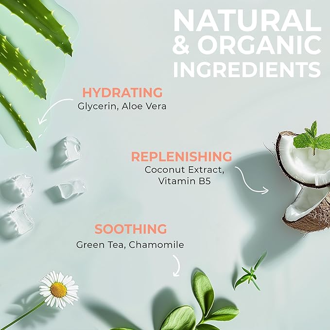 Vanilla Coconut Shower Gel Body Wash - USA Made with Organic & Natural Ingredients, Moisturizing Cleansing Gel for Women, Gentle & Non Toxic Daily Wash for Sensitive Skin, Clean Body Soap Liquid