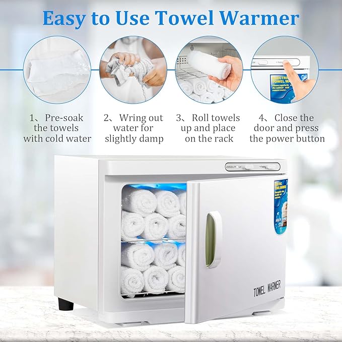 Hot Towel Warmer Cabinet with LED Light - JXSDLIY 23L Large Capacity Towel Cabinet for Bathroom 2-in-1 Professional Hot Towel Warmers for Facials SPA Massage Salon Heats Up Quick Towel Heater (white)